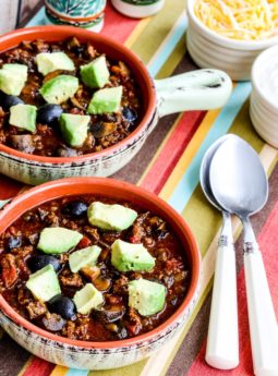 Beef Chili with Sausage, Mushrooms, and Olives (Video)