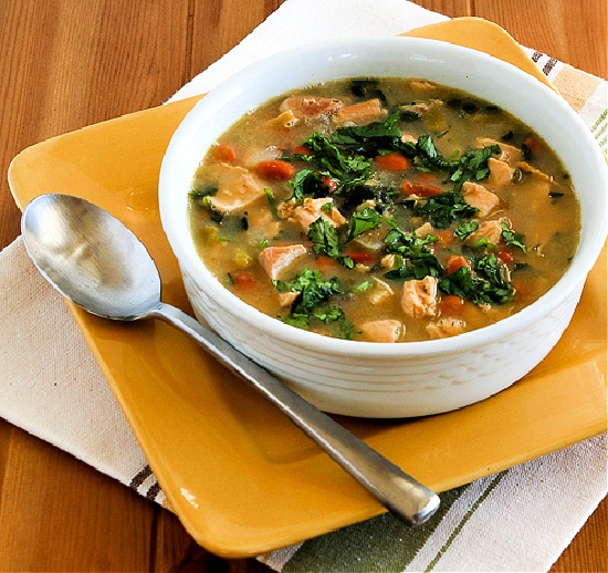 Chicken and Pinto Bean Soup with Lime and Cilantro thumbnail image of finished soup