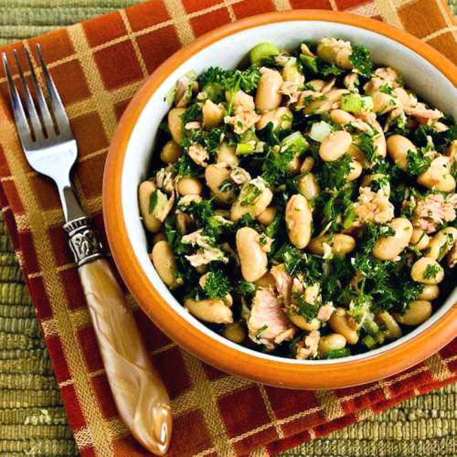 White Bean Salad with Tuna and Parsley thumbnail image of finished salad in bowl