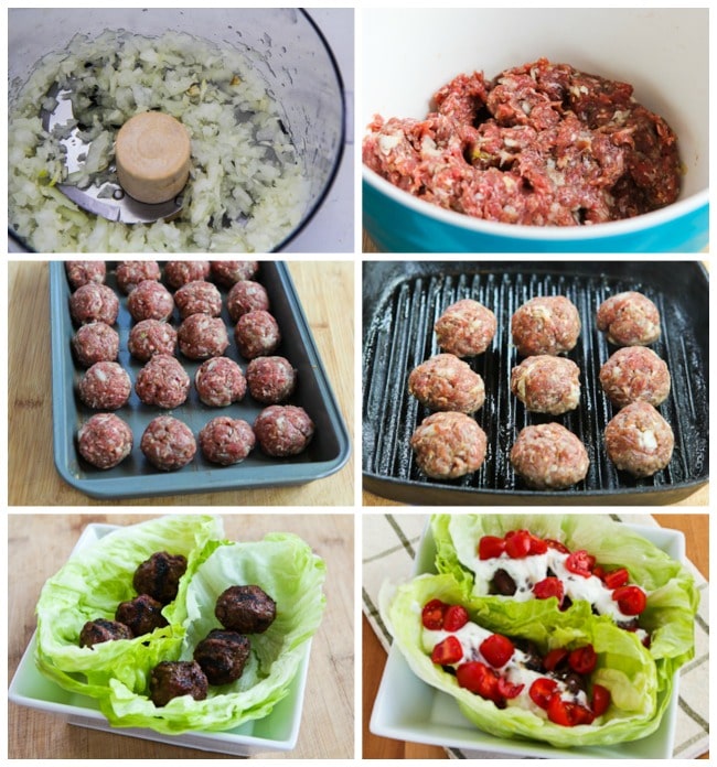 Gyro Meatball Lettuce Wraps process shots collage