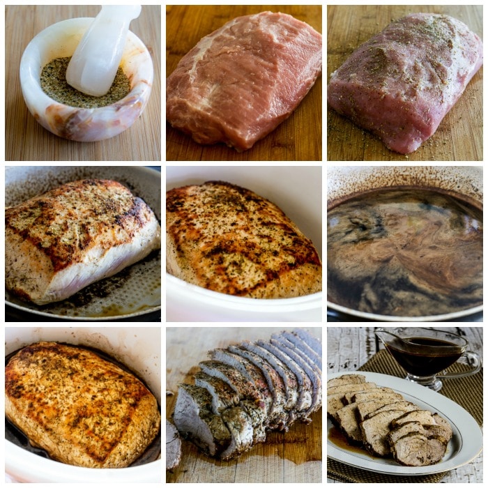 Slow Cooker Balsamic Pork Roast process shots collage