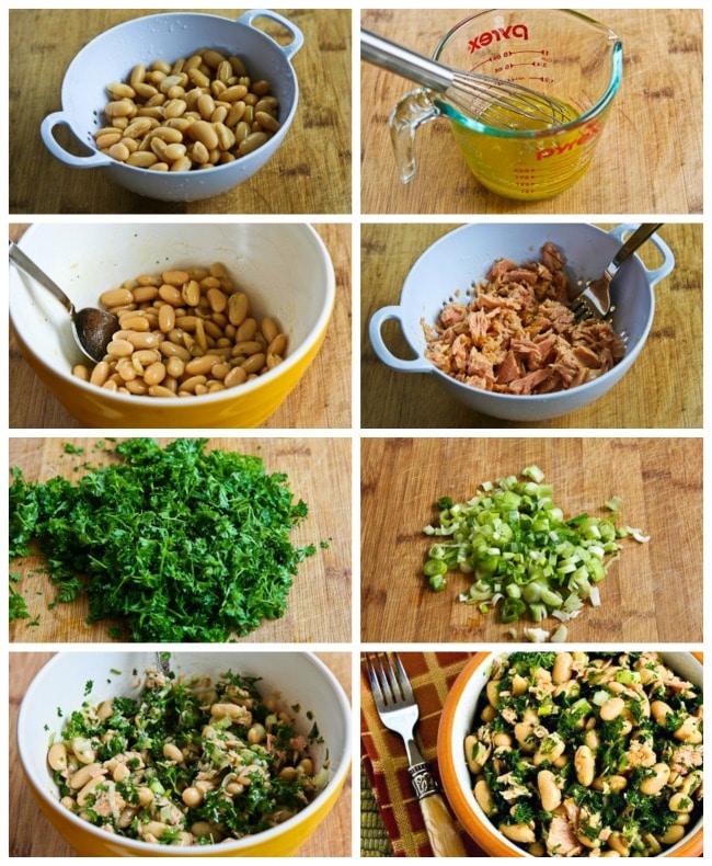White Bean Salad with Tuna and Parsley process shots collage
