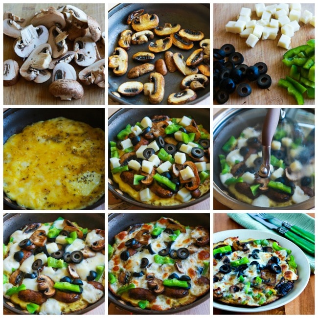Low-Carb Egg-Crust Vegetarian Breakfast Pizza process shots collage