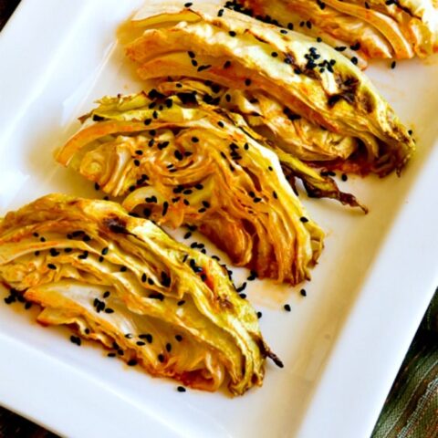 Roasted Cabbage with Lime and Sriracha finished dish on serving plate