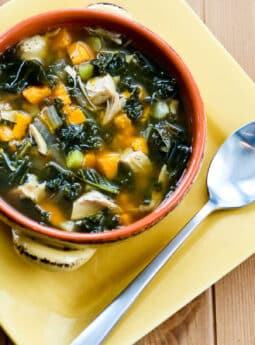 Slow Cooker Turkey Soup with Kale and Sweet Potatoes