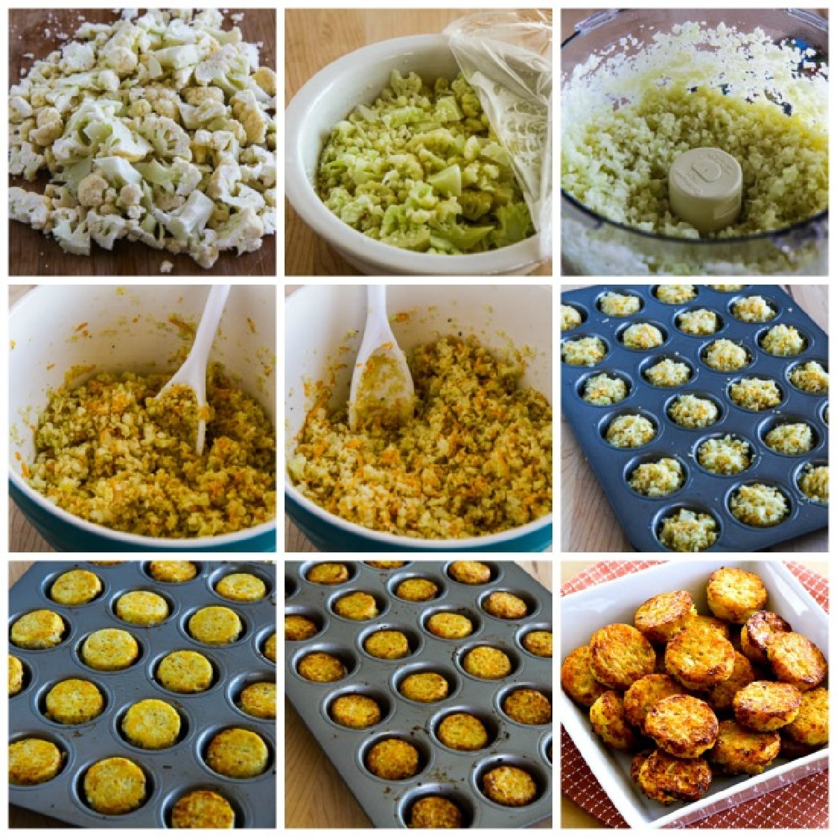 Process shots collage photo for Easy Baked Cauliflower Tots