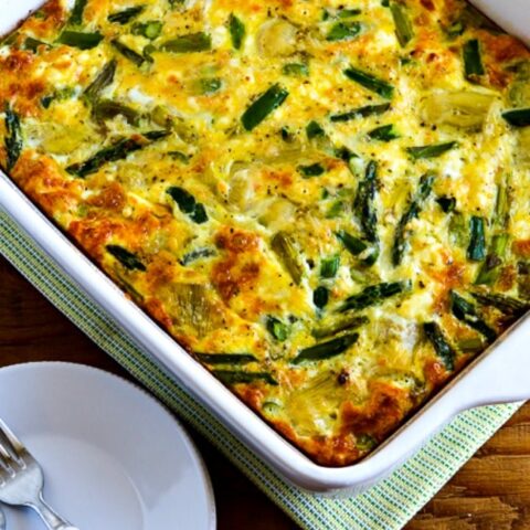 Breakfast Casserole with Asparagus and Artichoke Hearts close-up photo
