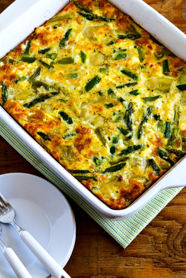 Breakfast Casserole with Asparagus and Artichoke Hearts close-up photo