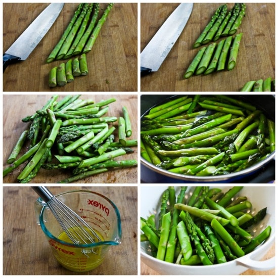 how to make Barely-Cooked Asparagus with Lemon-Mustard Vinaigrette collage photo