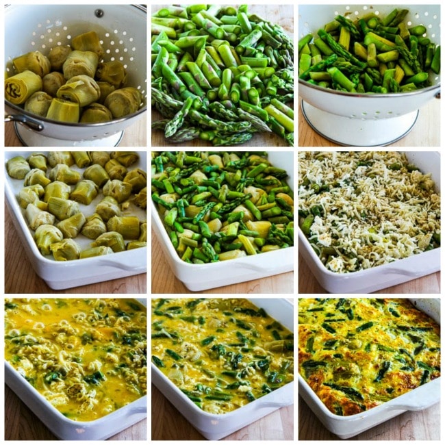 Easter Breakfast Casserole with Asparagus and Artichoke Hearts found on KalynsKitchen.com