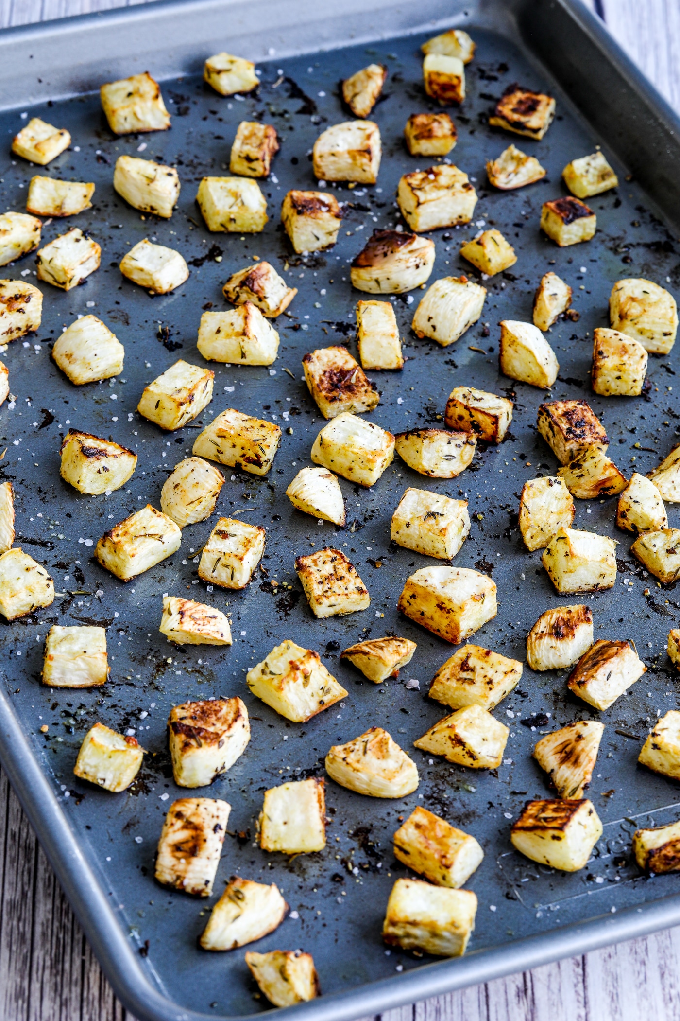 Roasted Turnips on Baking Sheet