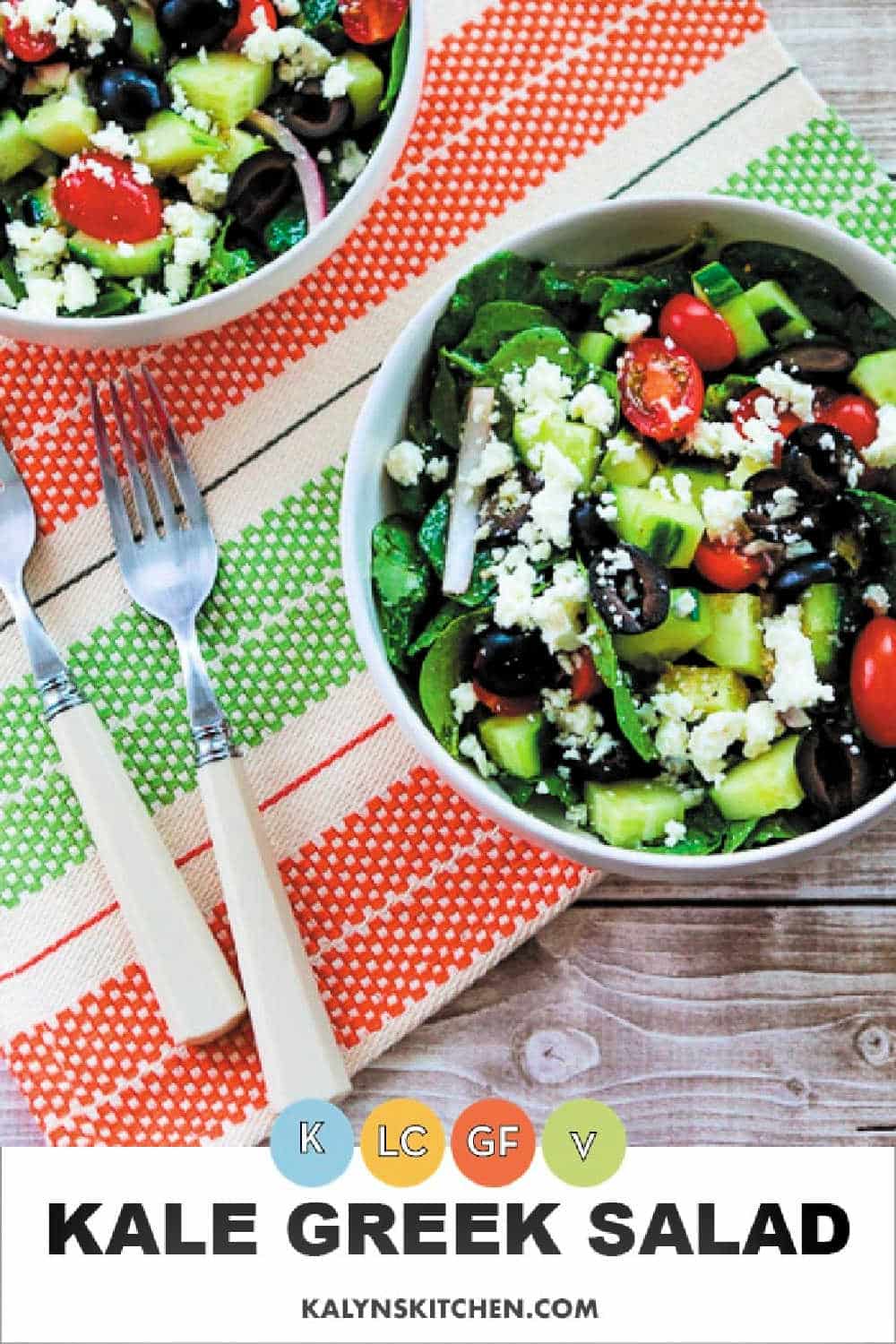 Pinterest image for Kale Greek Salad