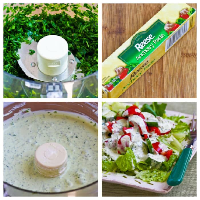 Green Goddess Salad Dressing process shots collage