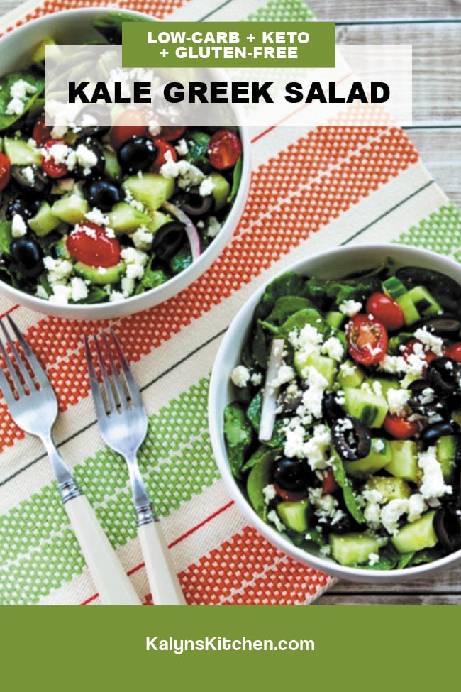 Pinterest image of Kale Greek Salad