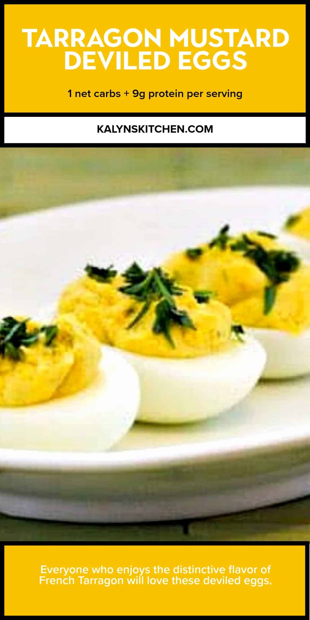 Pinterest image of Tarragon Mustard Deviled Eggs