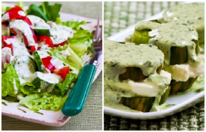 collage photo showing two ways to use Green Goddess Dressing