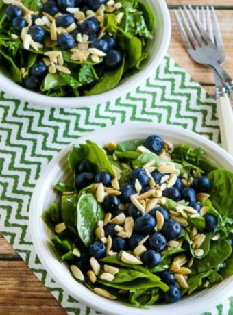 Power Greens Salad with Blueberries and Almonds found on KalynsKitchen.com