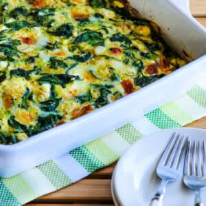square image of Power Greens Breakfast Casserole in serving dish