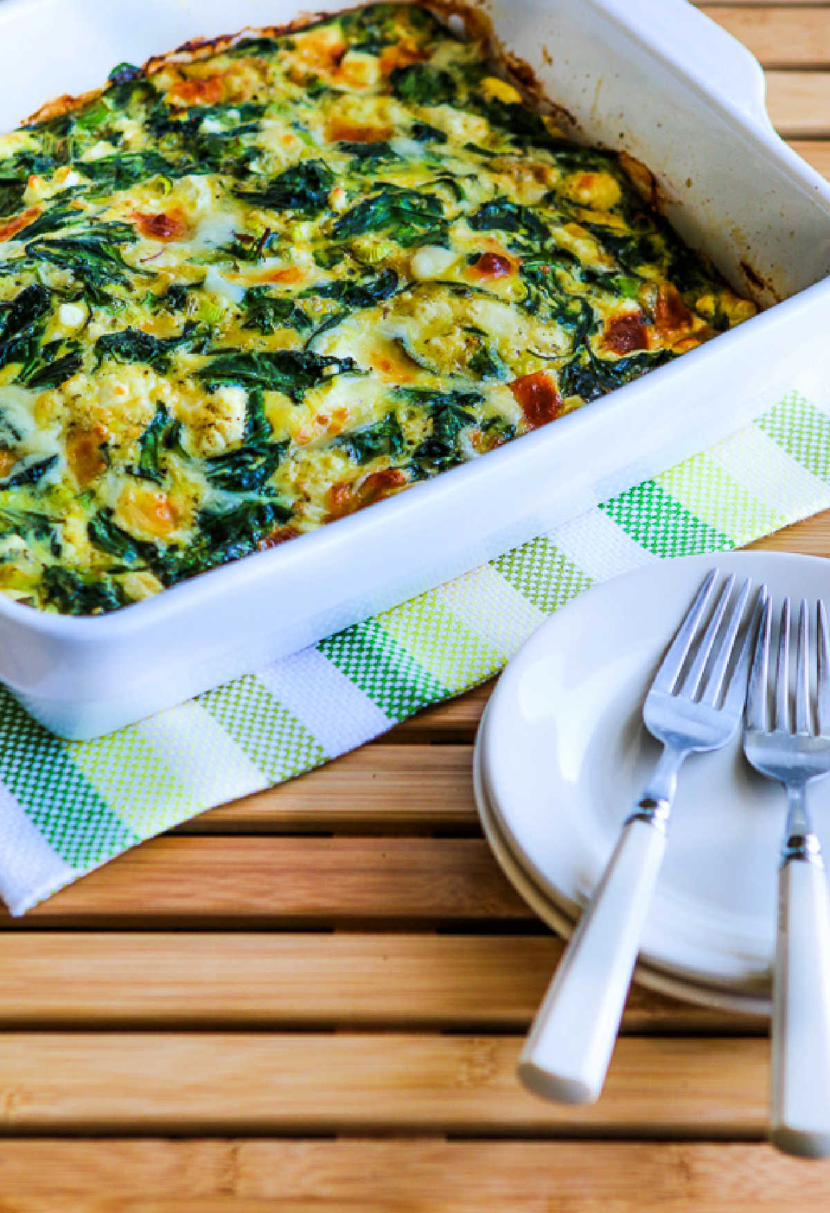 Power Greens Breakfast Casserole in baking dish