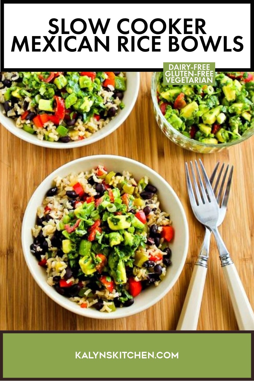 Pinterest image of Slow Cooker Mexican Rice Bowls