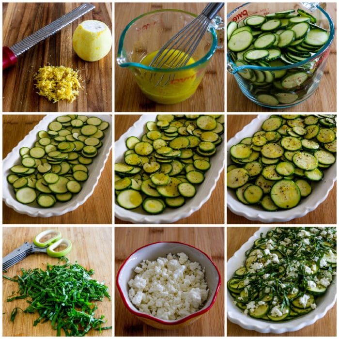 Zucchini Carpaccio process shots collage showing steps for the recipe