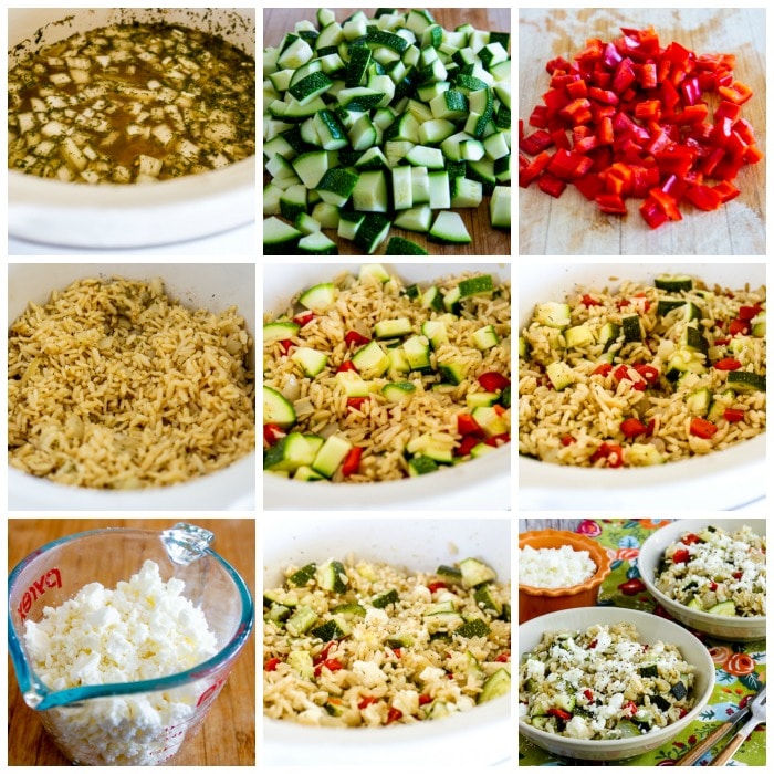 Slow Cooker Brown Rice Veggie Bowl process shot collage