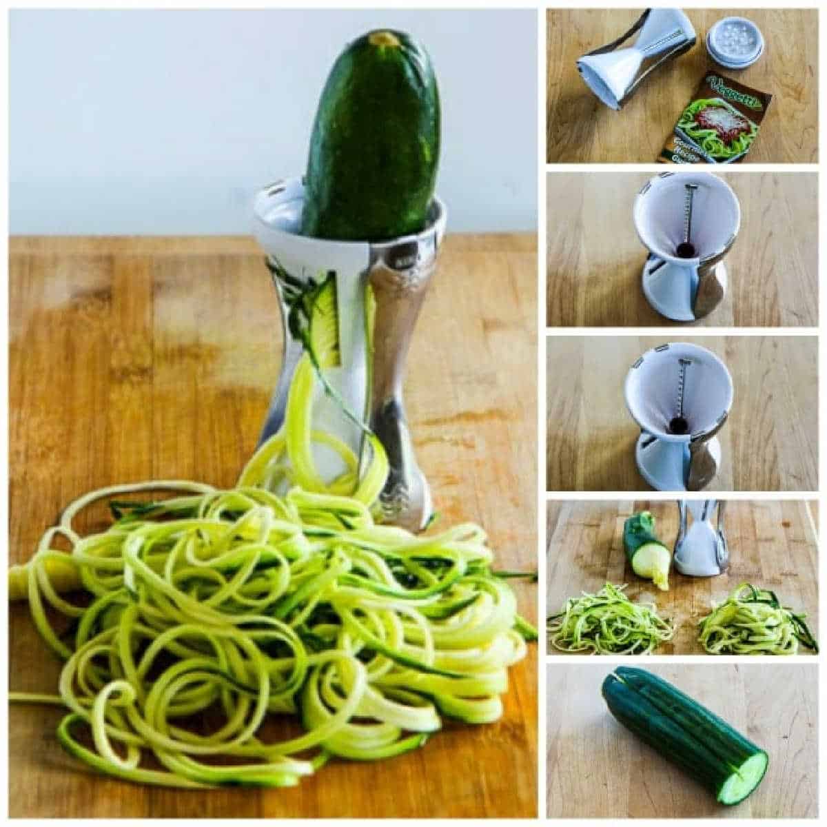 How to make zucchini noodles with vegti collage 3