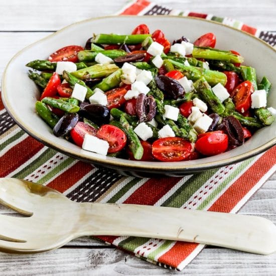 Asparagus Salad with Cherry Tomatoes, Kalamata Olives, and Feta