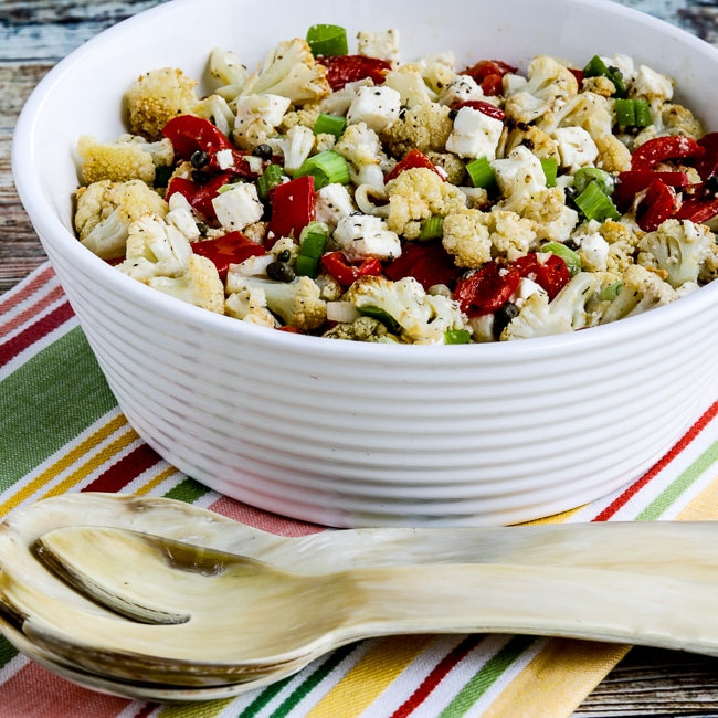 Roasted Cauliflower Salad with Feta, Capers, and Red Pepper
