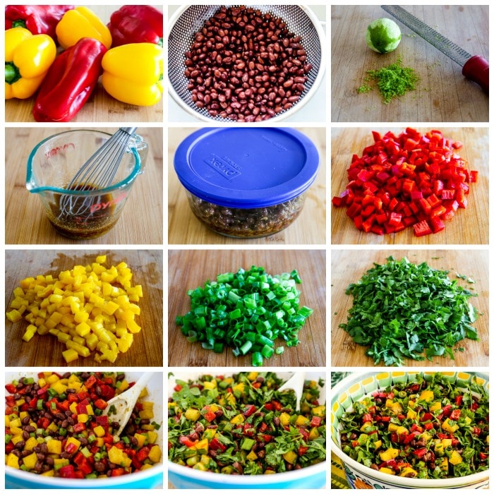 Black Bean and Pepper Salad process shots collage