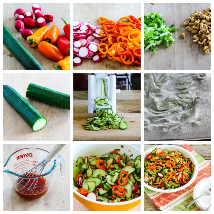 Cucumber Ribbon Salad process shots collage