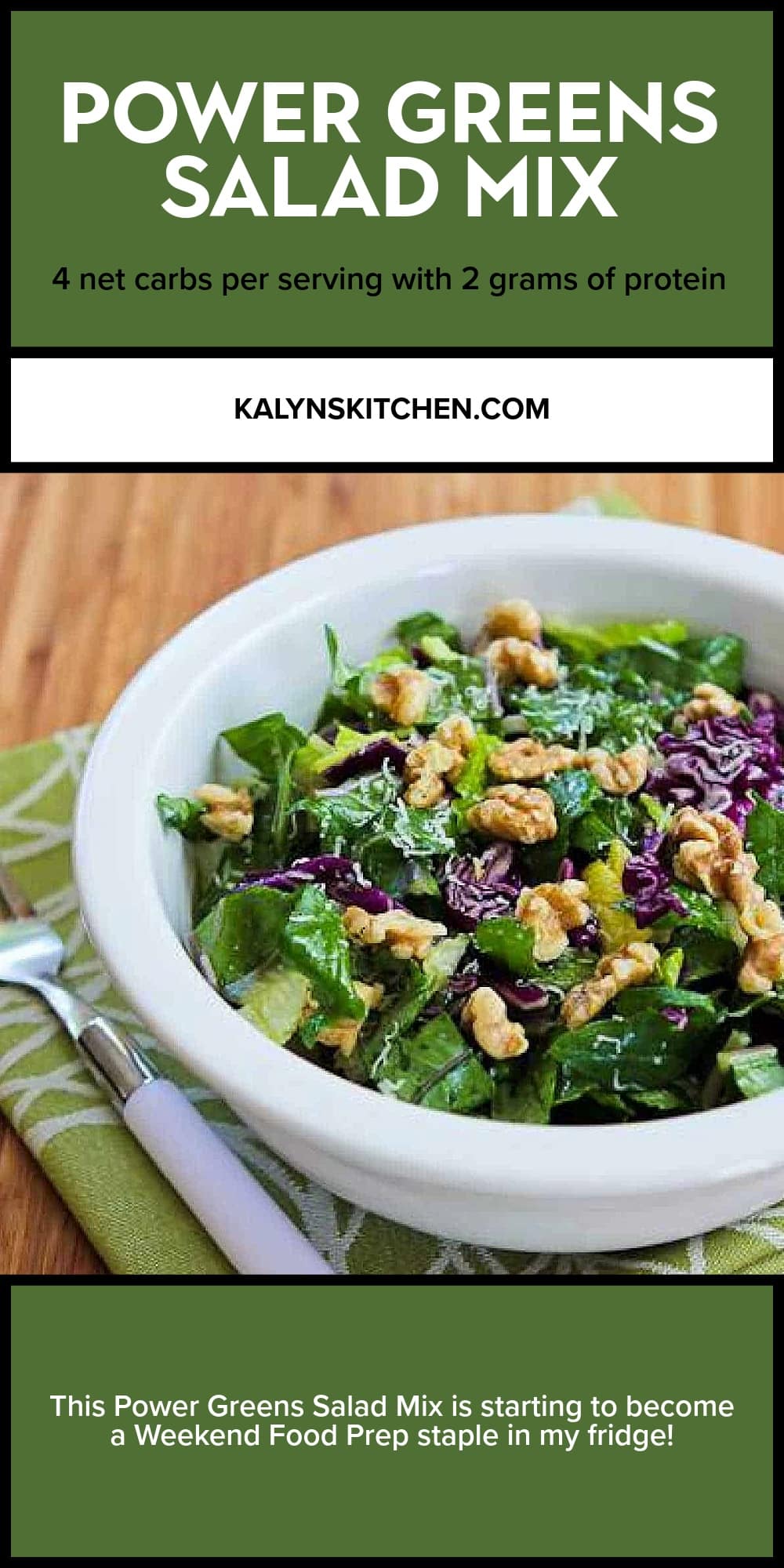 Pinterest image of Power Greens Salad Mix