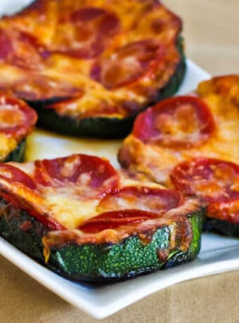 Grilled Zucchini Pizza Slices on serving plate