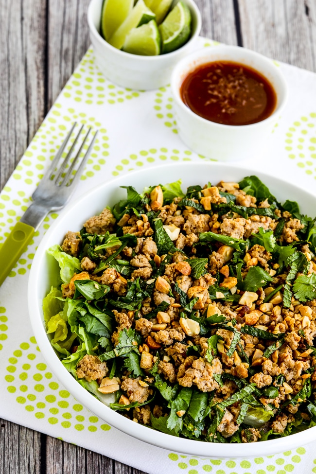 Thai-Inspired Ground Turkey Larb Salad finished salad on plate