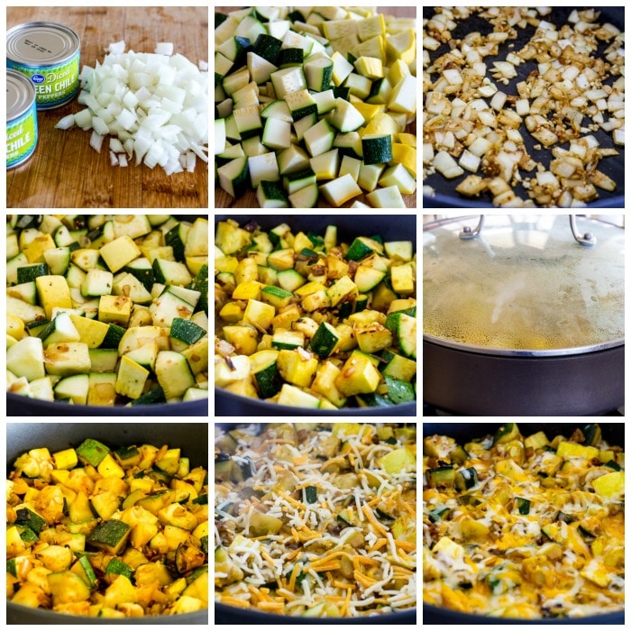 Cheesy Calabacitas process shots collage