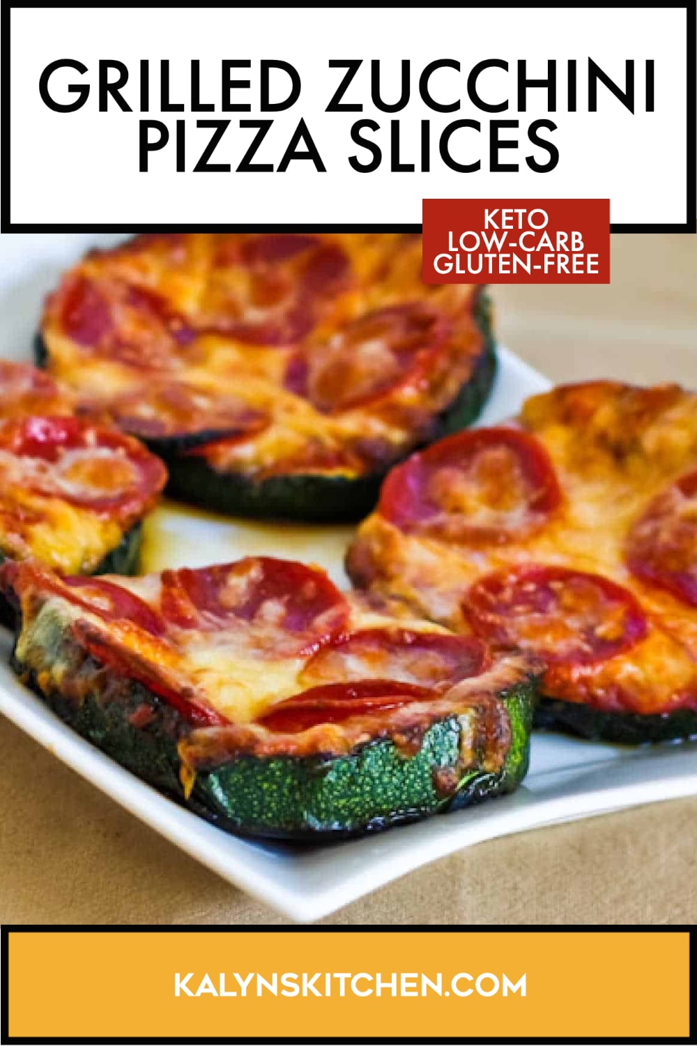 Pinterest image of Grilled Zucchini Pizza Slices