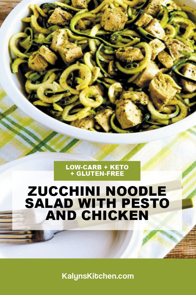 Pinterest image of Zucchini Noodle Salad with Pesto and Chicken