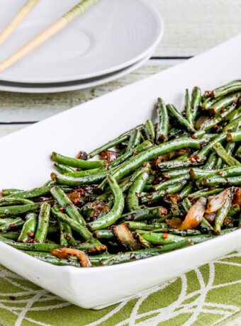 Garlicky Green Beans Stir Fry thumbnail image of green beans in serving dish