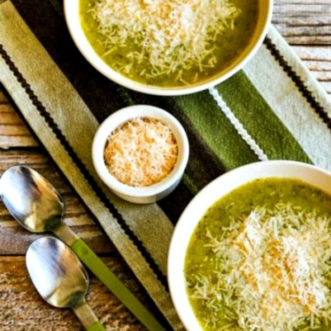 Zucchini and Yellow Squash Soup with Rosemary and Parmesan (Pressure Cooker or Stovetop) found on KalynsKitchen.com
