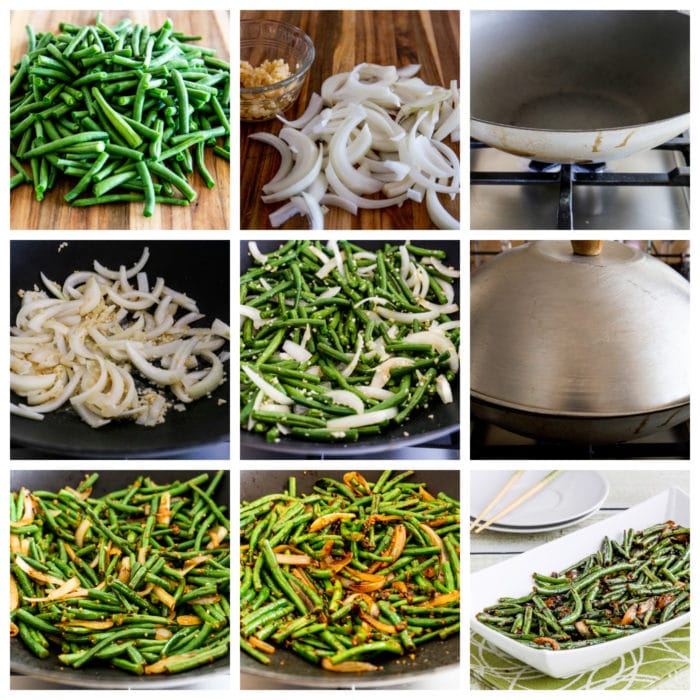 Garlicky Green Beans Stir Fry process shots collage