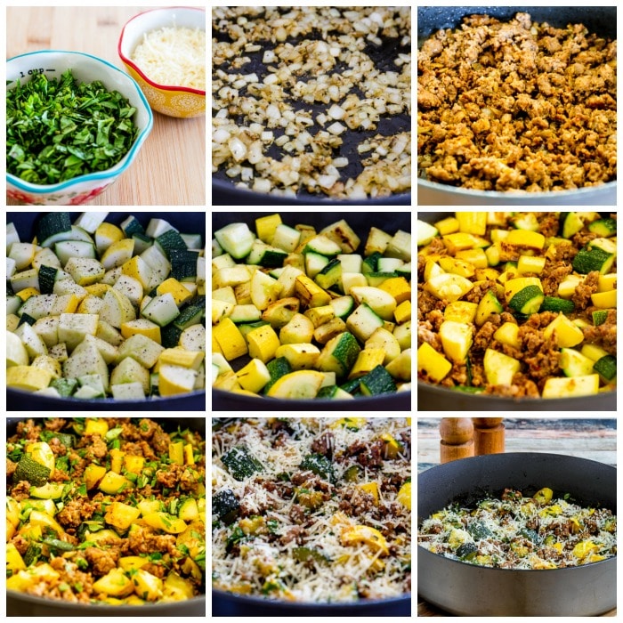 Sausage and Zucchini Skillet Meal process shots collage
