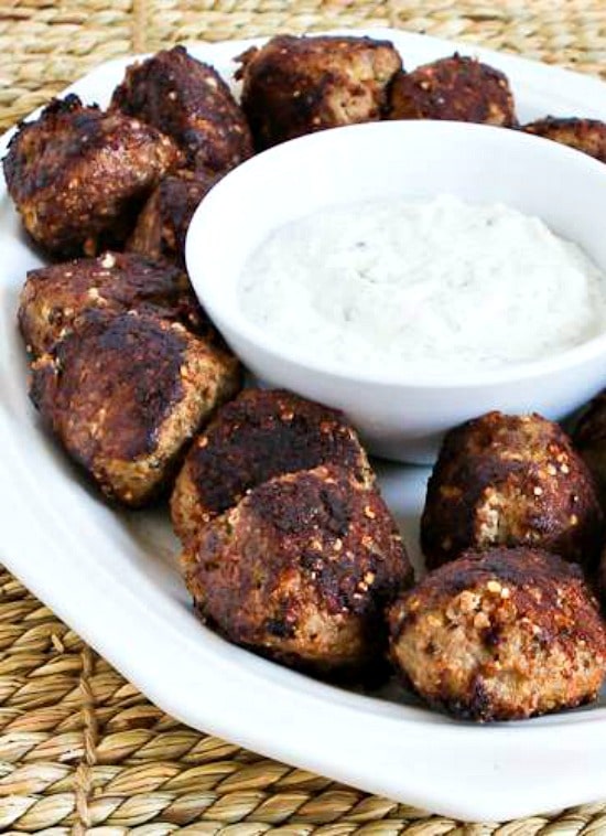 Low-Carb Turkey Meatballs with Romano Cheese and Herbs found on KalynsKitchen.com