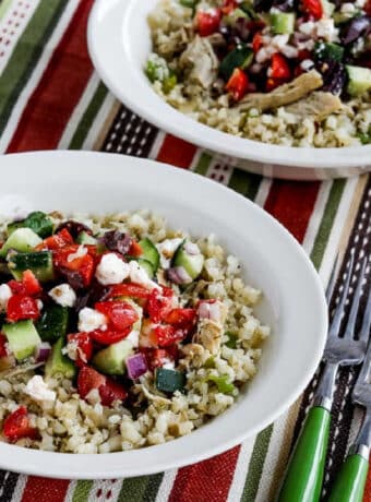 Square image for Slow Cooker Cauliflower Rice Greek Chicken Bowls