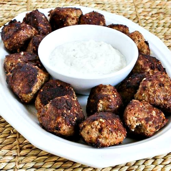 Low-Carb Turkey Meatballs with Romano Cheese and Herbs found on KalynsKitchen.com