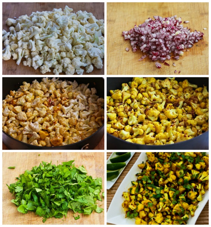 Curried Sauteed Cauliflower process shots collage