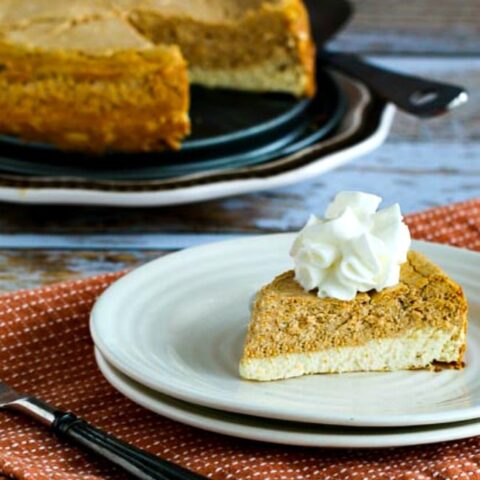 Low-Sugar or Sugar-Free Layered Pumpkin Cheesecake close-up photo