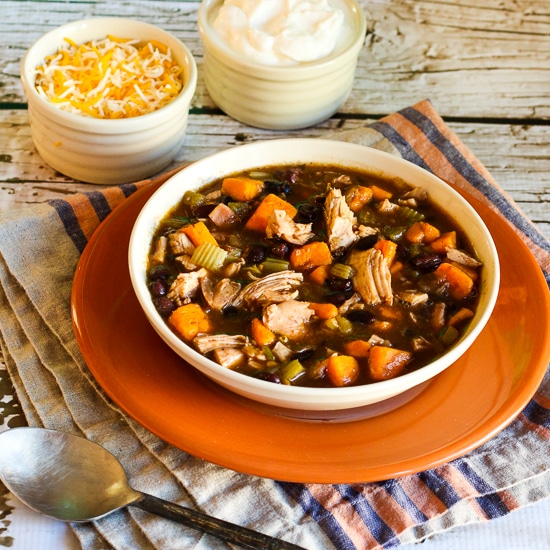 Turkey, Sweet Potato, and Black Bean Soup thumbnail image of finished soup in bowl