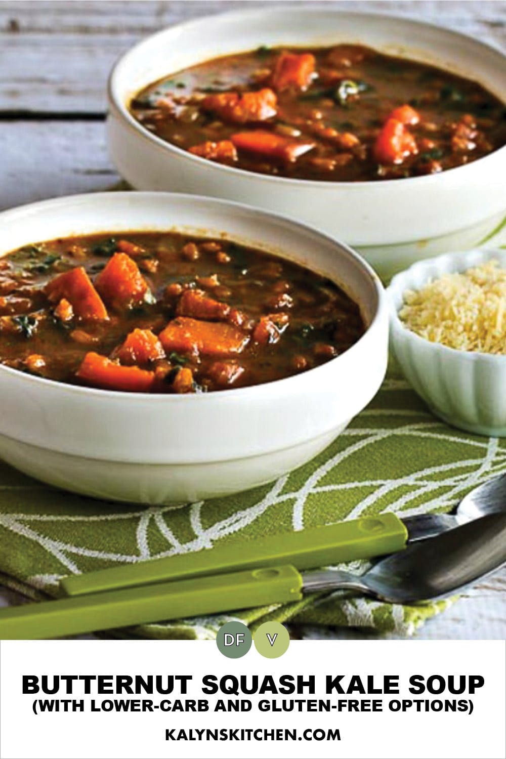 Pinterest image of Butternut Squash Kale Soup