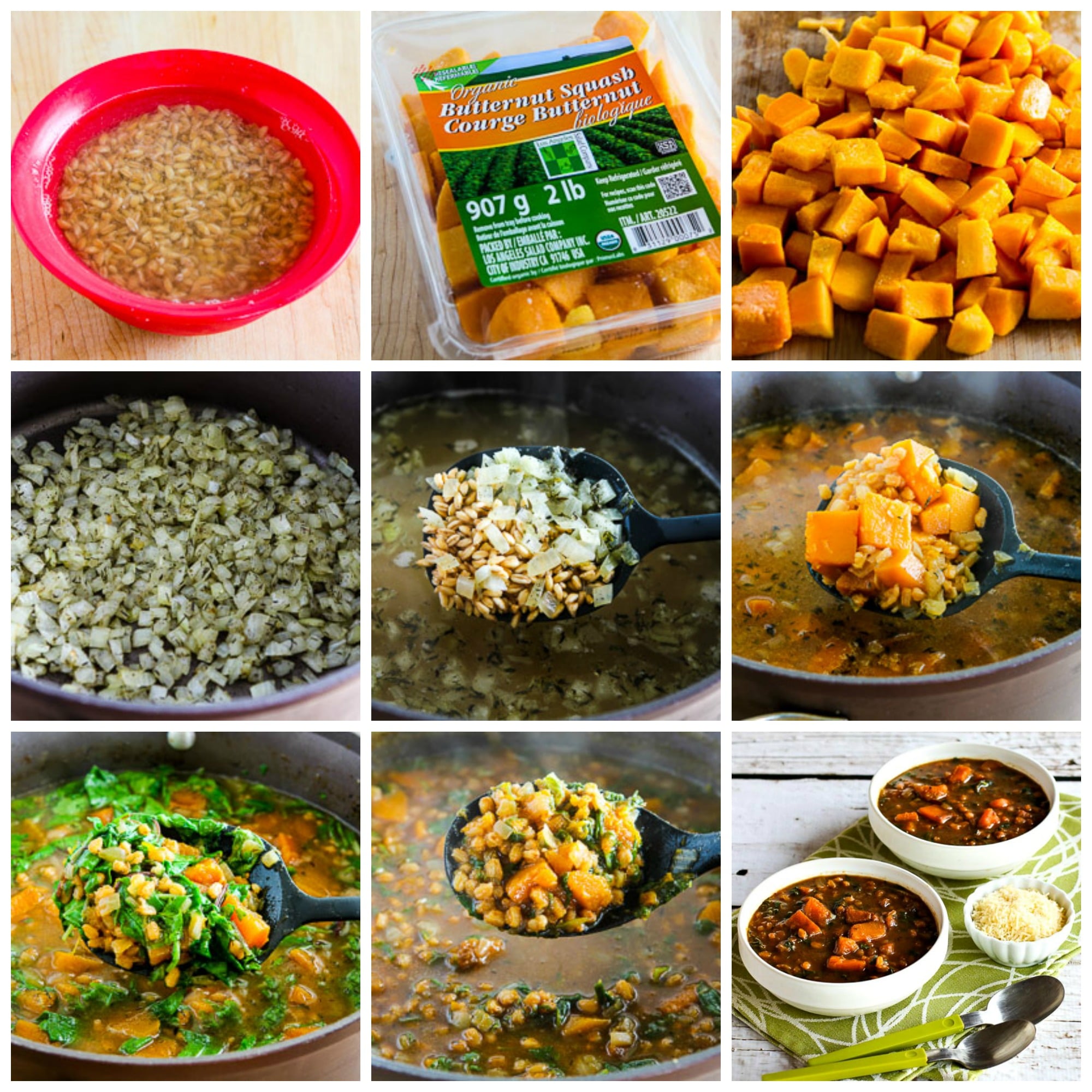 Butternut Squash and Kale Soup process shots collage