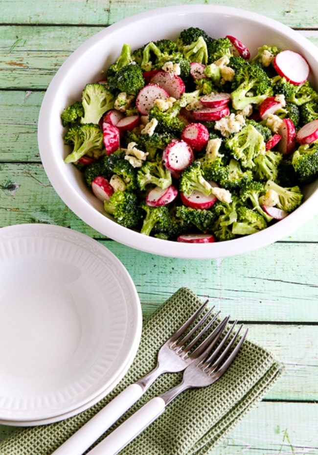 Easy Broccoli and Radish Low-Carb Salad with Gorgonzola found on KalynsKitchen.com.